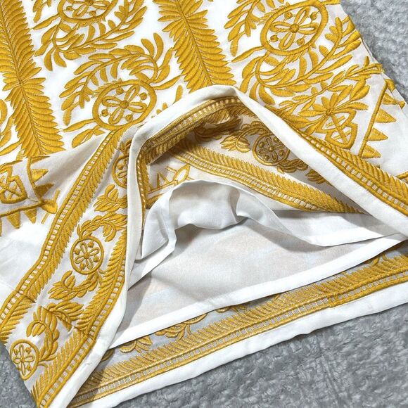 All:Row Dress Womens Large Yellow Embroidered Short Sleeve Mini - Picture 6 of 15